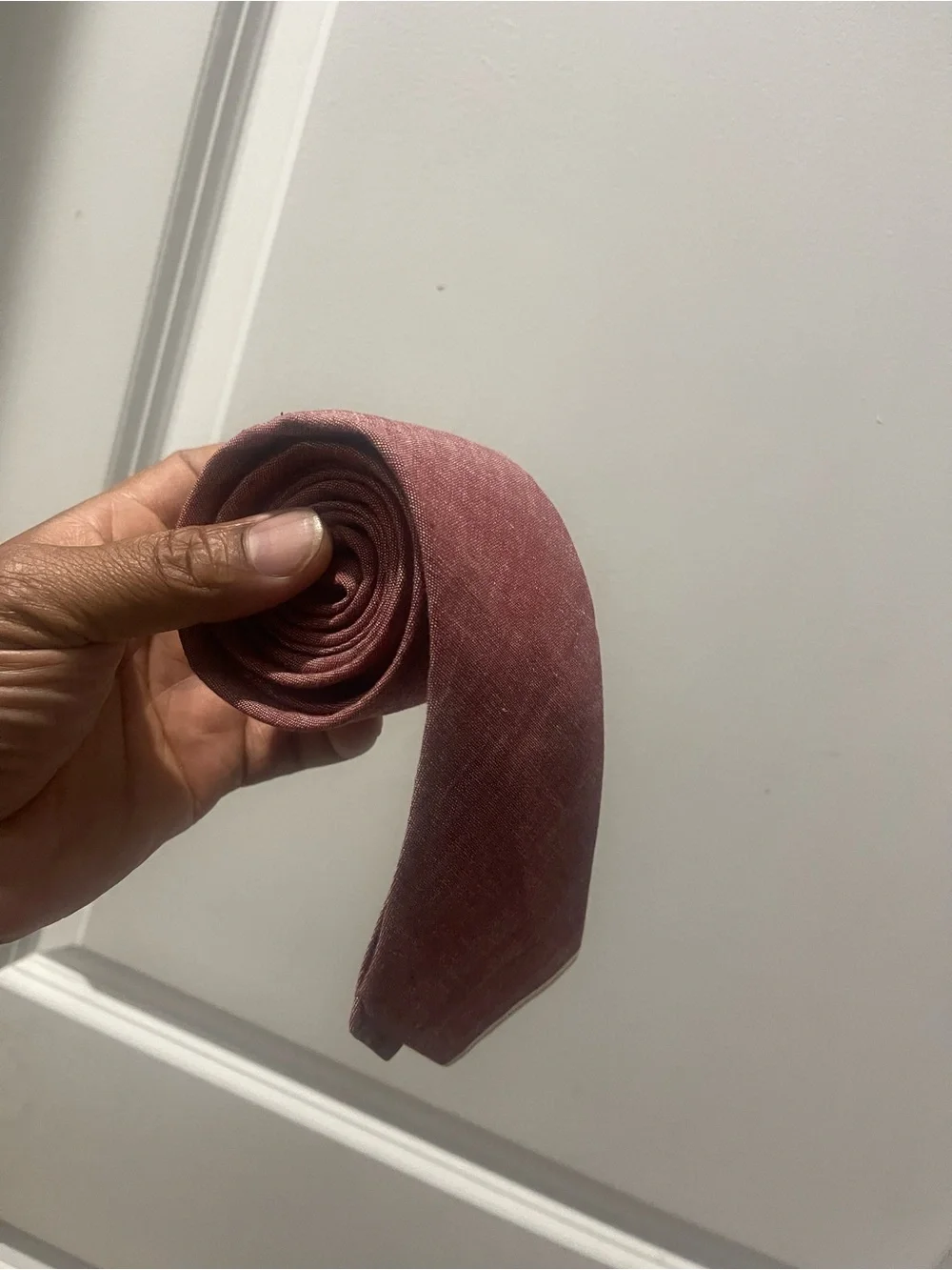 NWT Banana Republic Linen/Chambray Necktie in Dusty Rose Sz OS